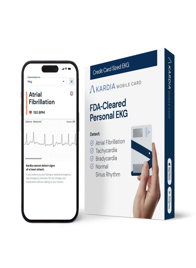 AliveCor KardiaMobile Card Credit-Card Sized EKG, Medical-Grade & FDA-Cleared Personal Heart Monitor, Bluetooth Enabled, On-The-Go Check-Up Anywhere, Compatible with Most Smartphones, No Subscription Required - Image 1
