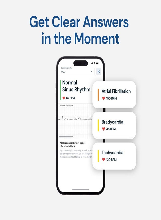 AliveCor KardiaMobile Card Credit-Card Sized EKG, Medical-Grade & FDA-Cleared Personal Heart Monitor, Bluetooth Enabled, On-The-Go Check-Up Anywhere, Compatible with Most Smartphones, No Subscription Required - Image 5