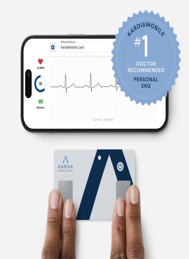 AliveCor KardiaMobile Card Credit-Card Sized EKG, Medical-Grade & FDA-Cleared Personal Heart Monitor, Bluetooth Enabled, On-The-Go Check-Up Anywhere, Compatible with Most Smartphones, No Subscription Required - Image 2