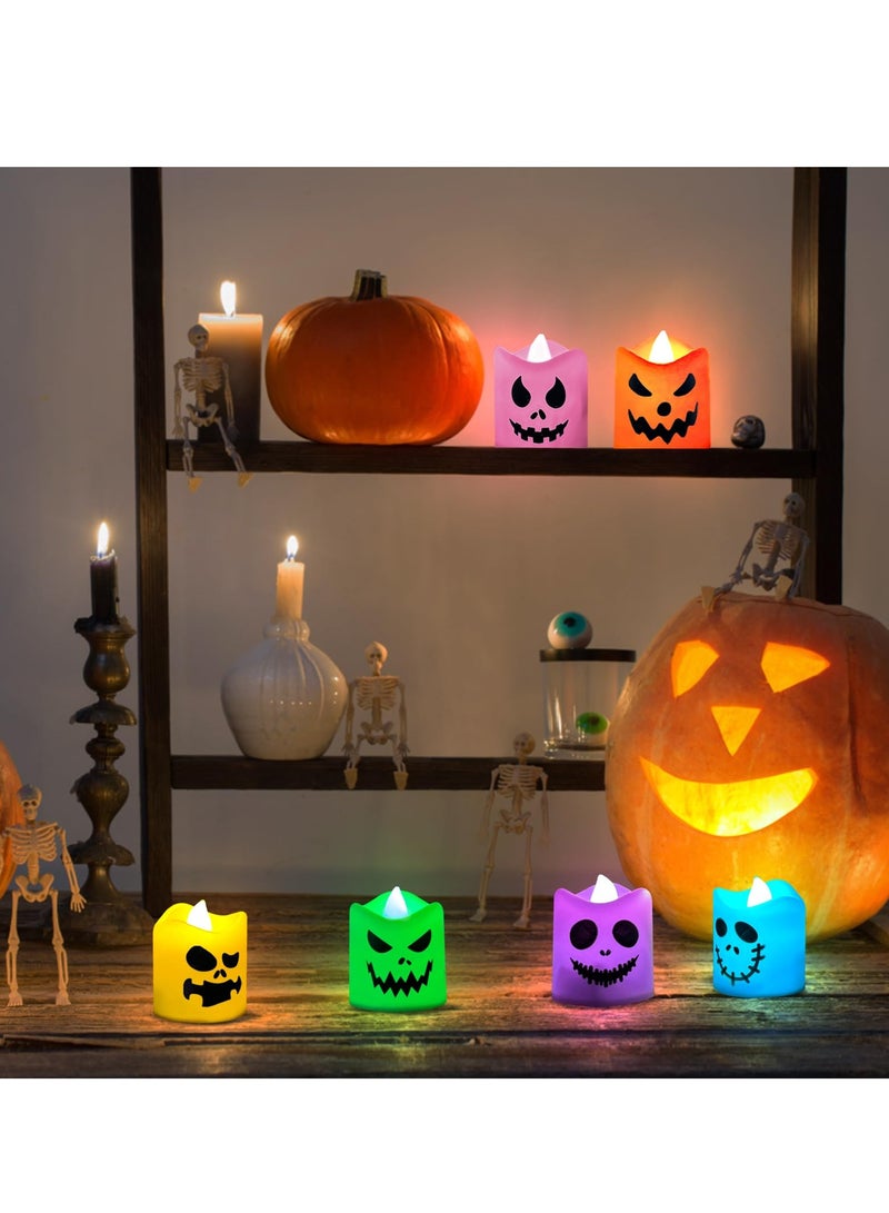 تشيلور 6 قطع من شموع الهالوين بدون لهب من Chielor، متغيرة اللون مع مؤقت عن بعد، شمعة شاي LED مع جهاز تحكم عن بعد، شموع LED متوهجة تعمل بالبطارية للهالوين، شموع زينة حفلات الهالوين الداخلية - Image 3