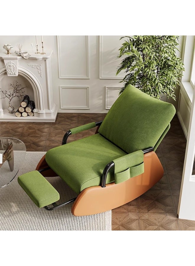 Old_Feller Modern rocking chair, Modern style rocking armchair with footrest and side pockets, Three-position adjustable upholstered high back rocking chair, Lounge chair for balcony, Lazy sofa chair for lounge living room bedroom patio garden （Green/Brown） - Image 3