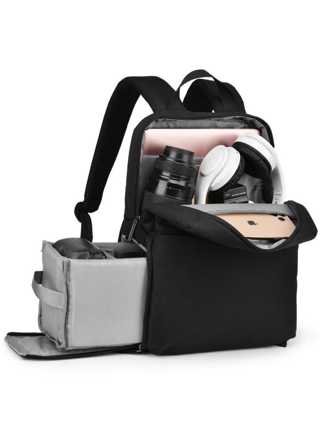 Caden Camera Bag Backpack w/14 Laptop Compartment Waterproof, Camera Case for DSLR Mirrorless SLR Cameras, Compatible for Sony Canon Nikon Camera and Lens Tripod Accessories Black - Image 1