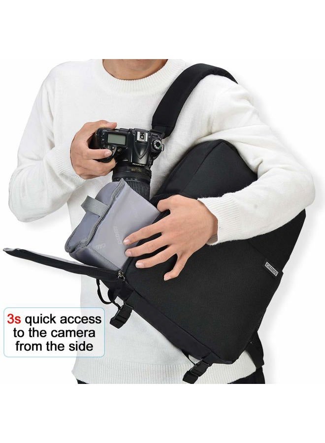 Caden Camera Bag Backpack w/14 Laptop Compartment Waterproof, Camera Case for DSLR Mirrorless SLR Cameras, Compatible for Sony Canon Nikon Camera and Lens Tripod Accessories Black - Image 3