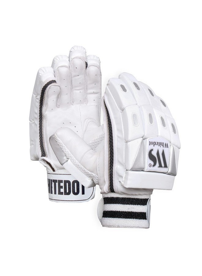 WHITEDOT SPORTS WHITEDOT SPORTS Dot 1.0 Cricket Batting Gloves, Boys, Lh (White, Leather) - Image 1