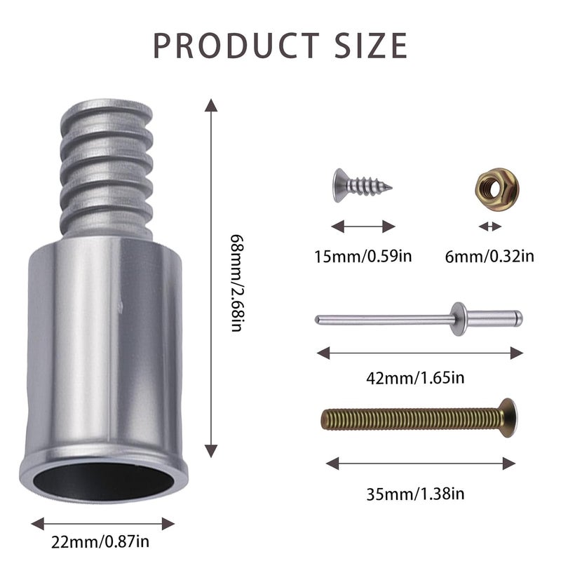 Heran 2 PCS 1inch/25mm Threaded Tip Replacement Repair Kit, for Mop, Broom, and Household Cleaning Tools, Sturdy Repair Kit with Installation Screw Accessories - Image 2