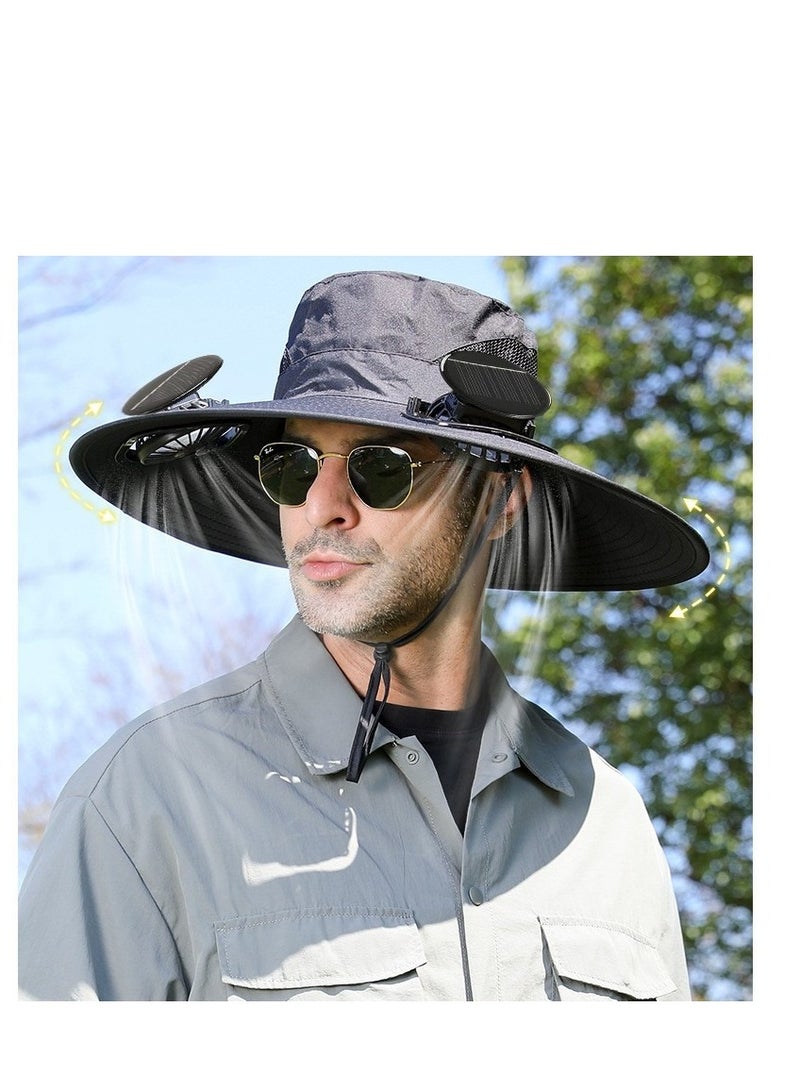 Yishang Anti-ultraviolet sunshade outdoor summer fishing protection sunscreen air conditioning fan fisherman sun hat - Image 1