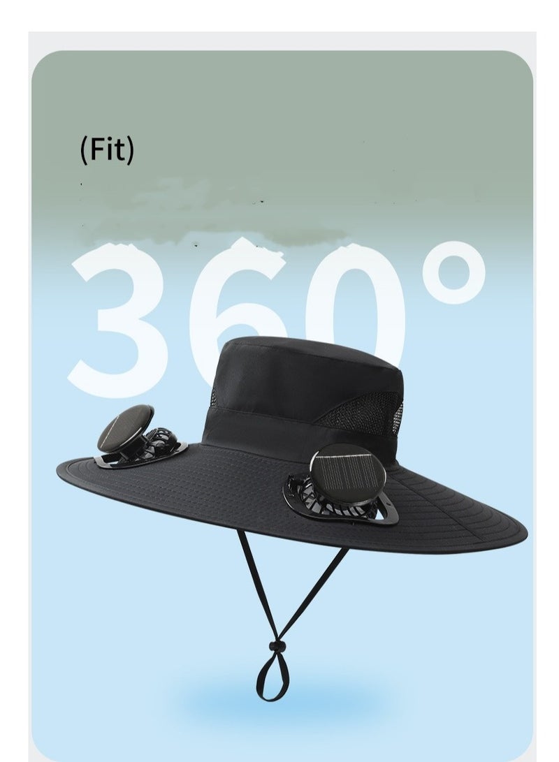 Yishang Anti-ultraviolet sunshade outdoor summer fishing protection sunscreen air conditioning fan fisherman sun hat - Image 2