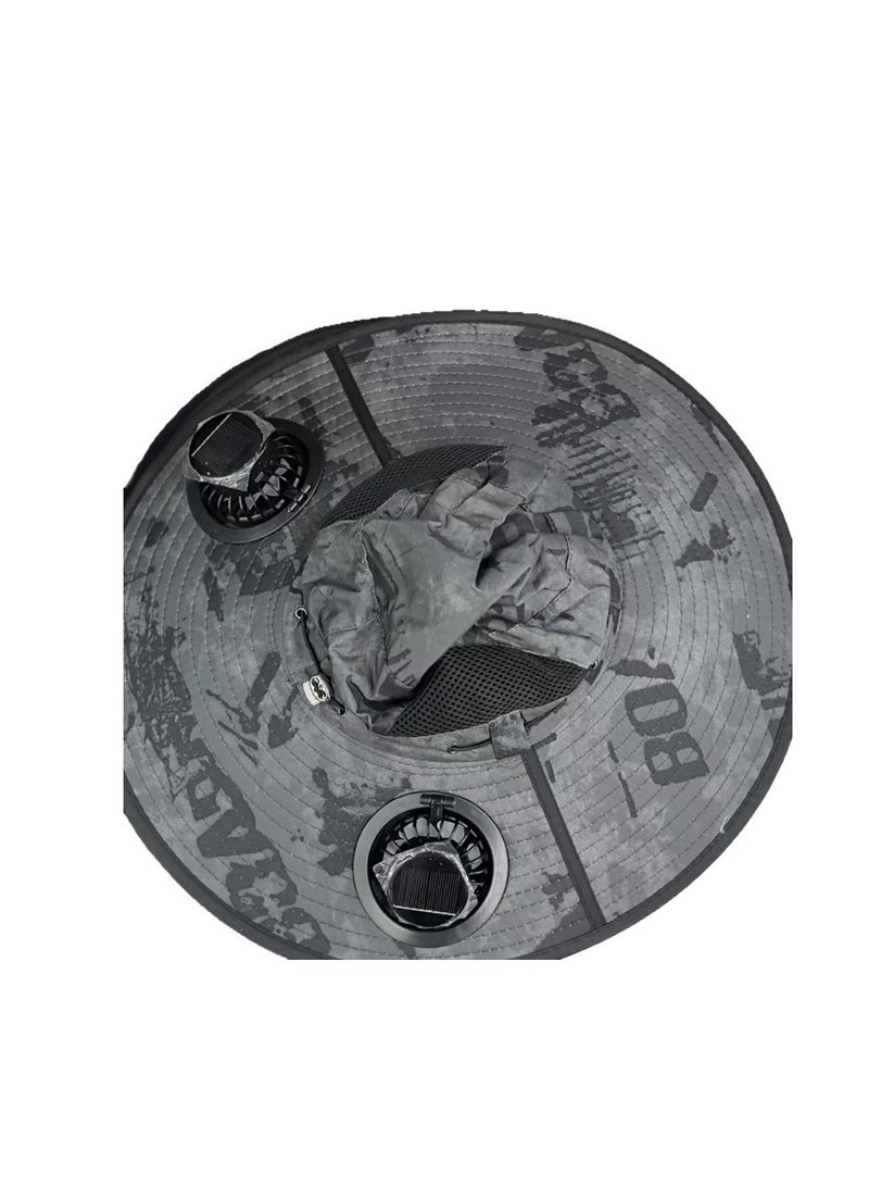 Yishang Anti-ultraviolet sunshade outdoor summer fishing protection sunscreen air conditioning fan fisherman sun hat - Image 5