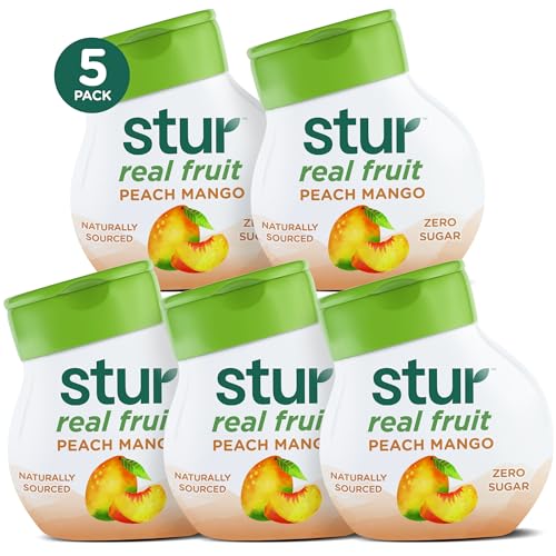 Stur Liquid Water Enhancer | Peach Mango | Sweetened with Stevia | High in Vitamin C & Antioxidants | Sugar Free | Zero Calories | Keto | Vegan | 5 Bottles, Makes 120 Drinks - Image 1