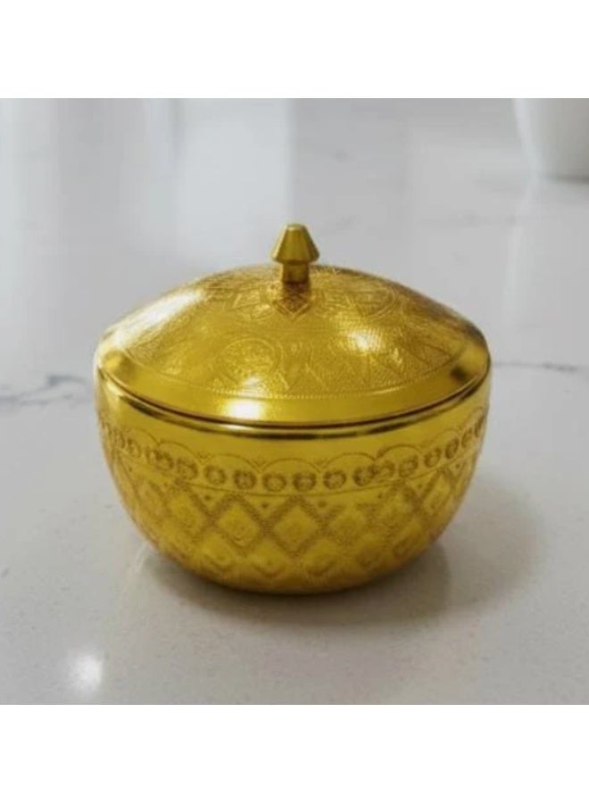 أي كي دي سي وعاء سكر من الألومنيوم من AKDC - لمسة نهائية ذهبية ملكية | ديكور طاولة فاخر مقاس 10 سم - Image 1