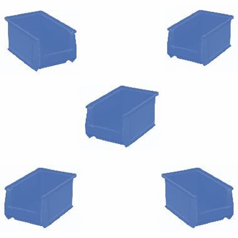 AURA PLAST Plastic Bin Screws Storage Material Handling Electronic Material Bin Strong Heavy Duty Rainforced Base Engineering Small Utilities Tools Box Blue Pack of 5 - Image 1