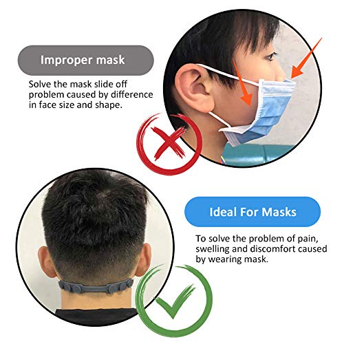 EVGLOW Mask Strap ExtenderAntiTightening Mask Holder Hook Ear Strap 2020 Update 8PCS Black - Image 5