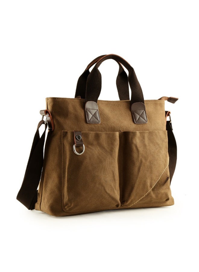 Casual Canvas Men's Shoulder Bag Outdoor Street Style Trendy Backpack Single Strap Business Tote Bag Student Leisure Crossbody Bag-Color:Black Large (compartment Can Be Put Into 14 Inch Notebook)-Dimensions:10 Inch  - Image 5