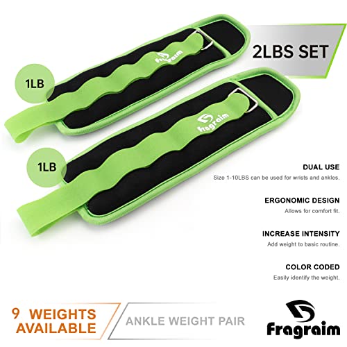Fragraim Ankle Weights for Women, Men and Kids - 1 LB x 2 Strength Training Wrist/Leg/Arm Weight with Adjustable Strap for Jogging, Gymnastics, Aerobics, Physical Therapy (Green) - Image 3