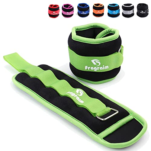 Fragraim Ankle Weights for Women, Men and Kids - 1 LB x 2 Strength Training Wrist/Leg/Arm Weight with Adjustable Strap for Jogging, Gymnastics, Aerobics, Physical Therapy (Green) - Image 1