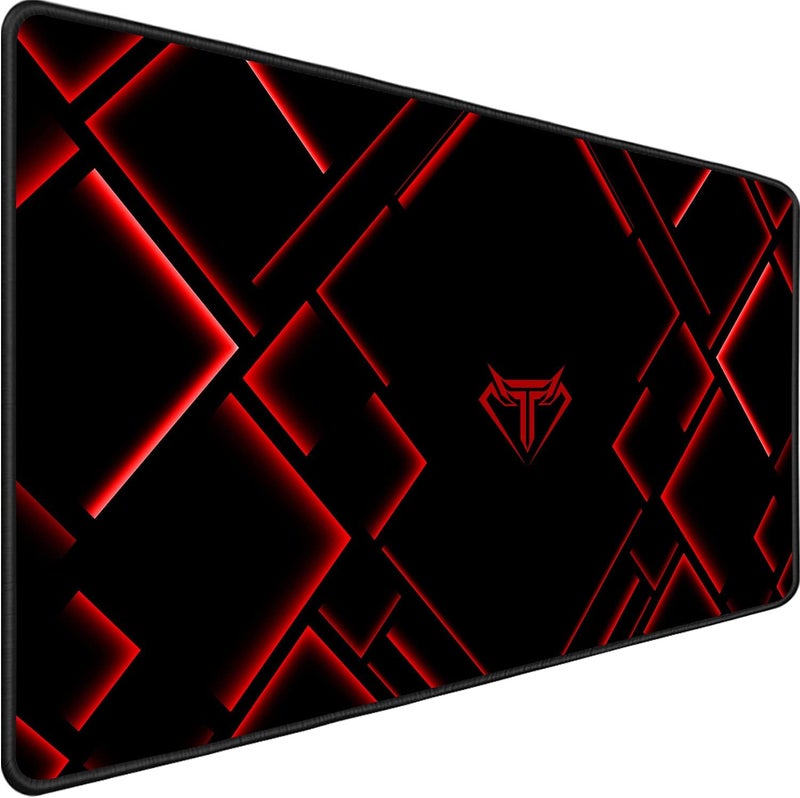 TEDNETGO Large Mouse Pad, Gaming Long Mouse Pad, Waterproof Extra Large Big Mousepad with Stitched Edge, XXL Non-Slip Computer Computer Keyboard Pad Mat for Gamer/Desktop/Office/Home, RED - Image 1