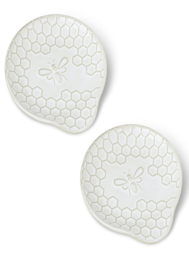 GDCZ Ceramic Dessert Plates, 5.2 Inch Mini Dinner Plates, Dinner Dishes for Cake, Waffle, Snacks Side, Microwave, Oven and Dishwasher Safe, Set of 2 (White) - Image 1