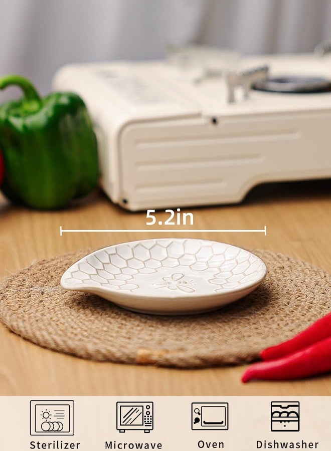 GDCZ Ceramic Dessert Plates, 5.2 Inch Mini Dinner Plates, Dinner Dishes for Cake, Waffle, Snacks Side, Microwave, Oven and Dishwasher Safe, Set of 2 (White) - Image 2