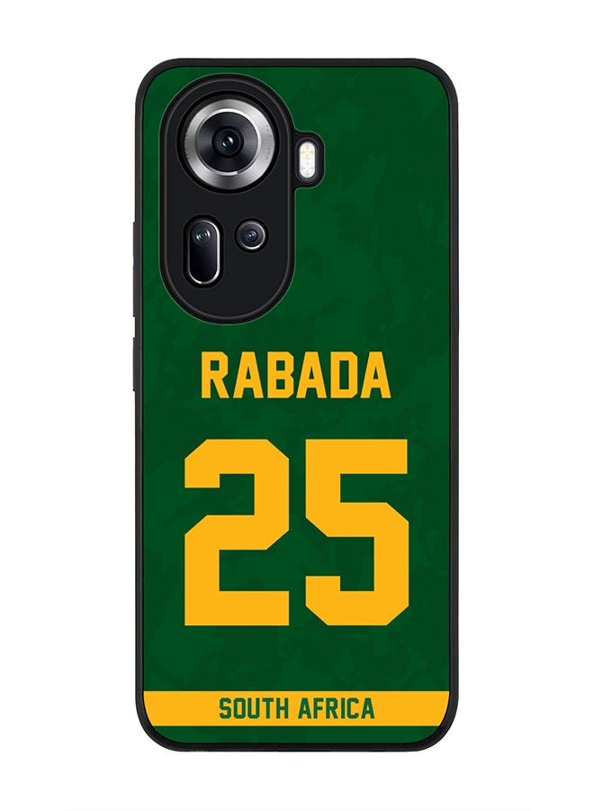 Stylizedd Rugged Black Edge Case for Oppo Reno11, Slim fit Case Flexible Anti Drop TPU Gel Thin Cover -  Team South Africa Kagiso Rabada, Jersey No 25 - Image 1
