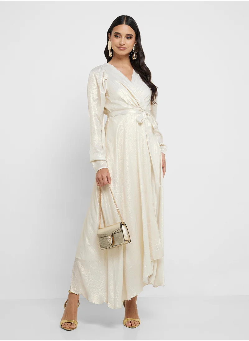 Shahad x Khizana Shimmer Wrap Dress