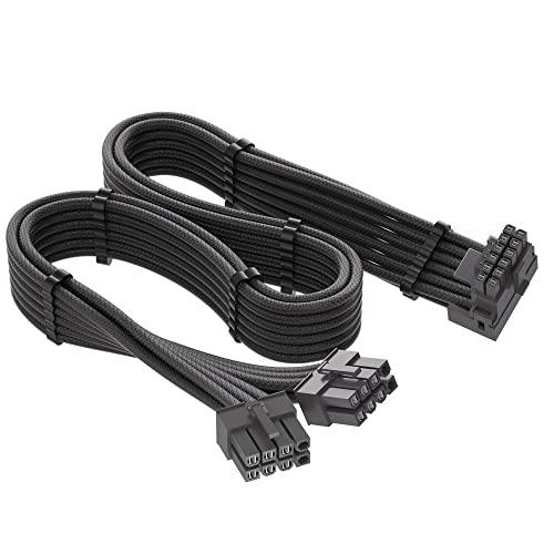 JOYJOM 12VHPWR 90 Degree Adapter for Corsair: PCIE 5.0 16AWG 600W 12VHPWR Adapter Dual 8 Pin PCIe to 16 Pin 12+4 Pin for RTX 4090 4080 3090TI 4070Ti Graphics Card GPU, ONLY for Corsair Power Supply (Type A) - Image 1