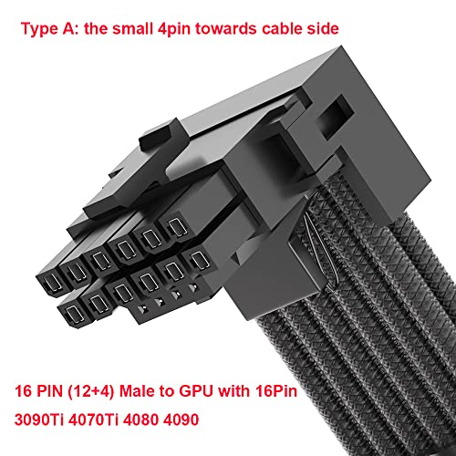 JOYJOM 12VHPWR 90 Degree Adapter for Corsair: PCIE 5.0 16AWG 600W 12VHPWR Adapter Dual 8 Pin PCIe to 16 Pin 12+4 Pin for RTX 4090 4080 3090TI 4070Ti Graphics Card GPU, ONLY for Corsair Power Supply (Type A) - Image 3