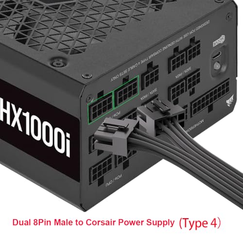 JOYJOM 12VHPWR 90 Degree Adapter for Corsair: PCIE 5.0 16AWG 600W 12VHPWR Adapter Dual 8 Pin PCIe to 16 Pin 12+4 Pin for RTX 4090 4080 3090TI 4070Ti Graphics Card GPU, ONLY for Corsair Power Supply (Type A) - Image 5