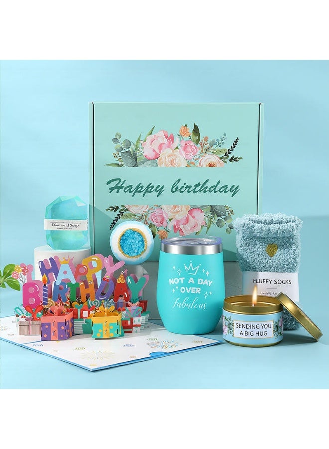 Happy Birthday Gifts for Women,Bath Relaxing Spa Gift Basket for Her, Mom, Sister, Female Friends, Daughter,Unique Wine Gift Set Idea for Women Who Have Everything