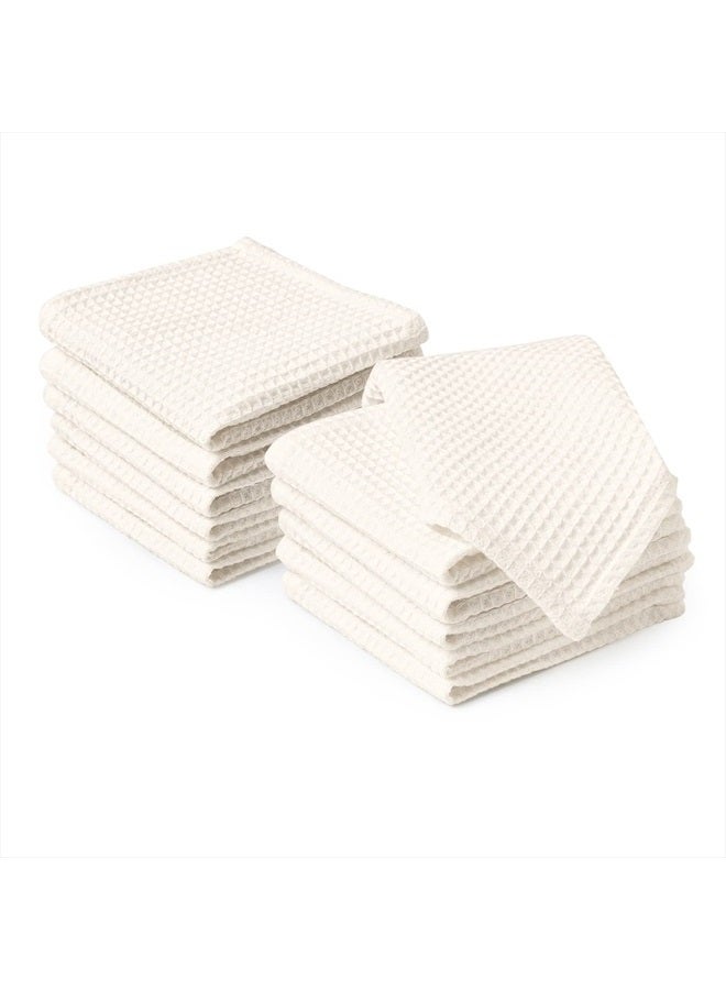 Encasa XO Quick Drying Kitchen Dish Towels Pack of 12 - Cotton - 12x12 in | Ultra Soft & Highly Absorbent Kitchen Hand Dish Cloths For Dishes & Wiping Down Countertops, Appliances And Spills - Natural - Image 1