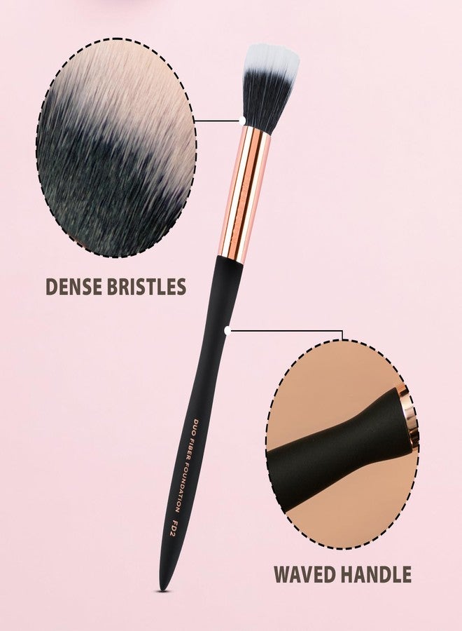 Profusion Cosmetics Artistry Series Duo Fiber Foundation Brush, Multi Dimensional and Luxurious Soft Touch Matte Finish With Waved Handle and Optimum Grip for Lightweight Balance - Image 5