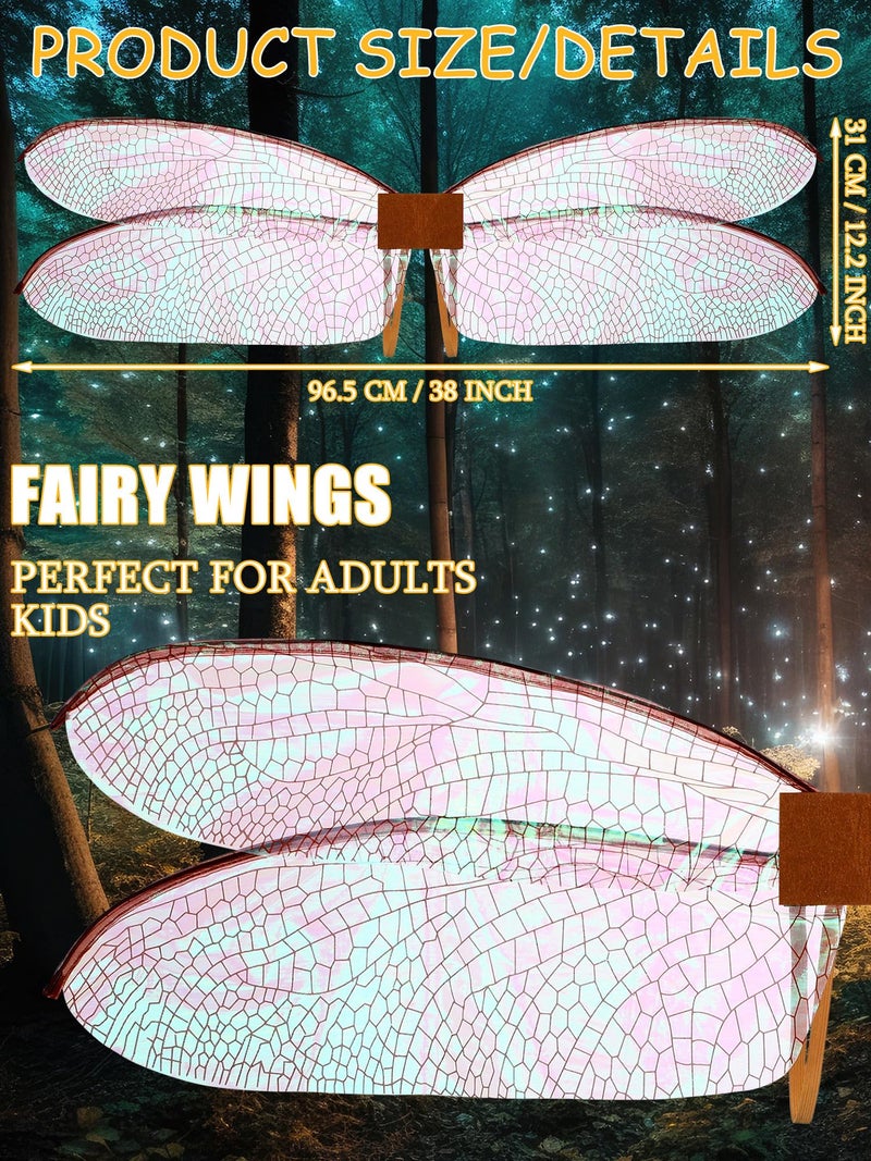 PullCrease Dragonfly Wings for Adults Halloween Fairy Dragonfly Wings Costume Large Cosplay Dress up Festive Party Favor(White Dazzling Color) - Image 2