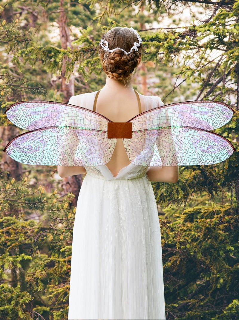 PullCrease Dragonfly Wings for Adults Halloween Fairy Dragonfly Wings Costume Large Cosplay Dress up Festive Party Favor(White Dazzling Color) - Image 5