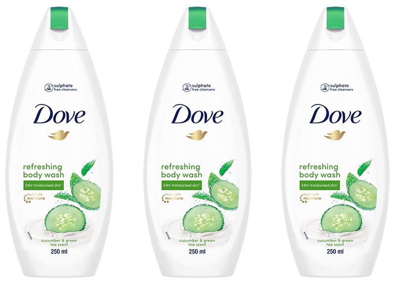 Dove Dove Refreshing Body Wash With Refreshing Cucumber And Green Tea Scent For All Skin Type Smoother Skin 250 ml Pack of 3 - Image 1