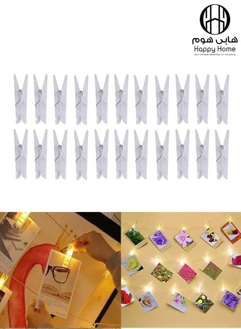 24 Pieces Mini Clear Clips for Hanging Paper, Photos, Clothes or Decor