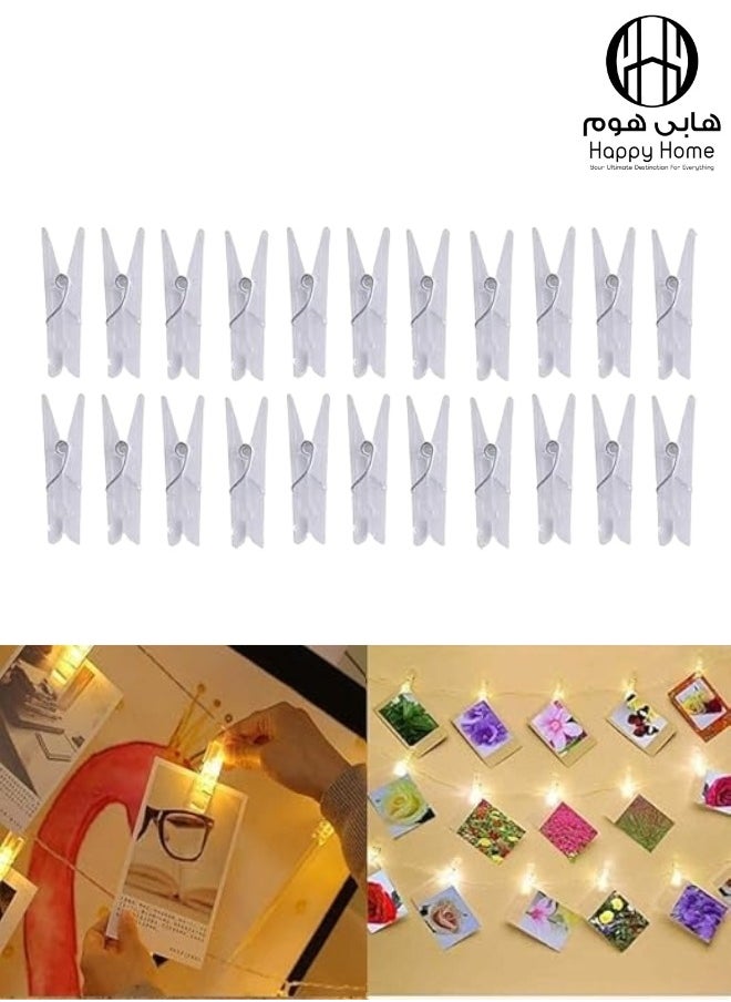 Happy Home 24 Pieces Mini Clear Clips for Hanging Paper, Photos, Clothes or Decor  - Image 1