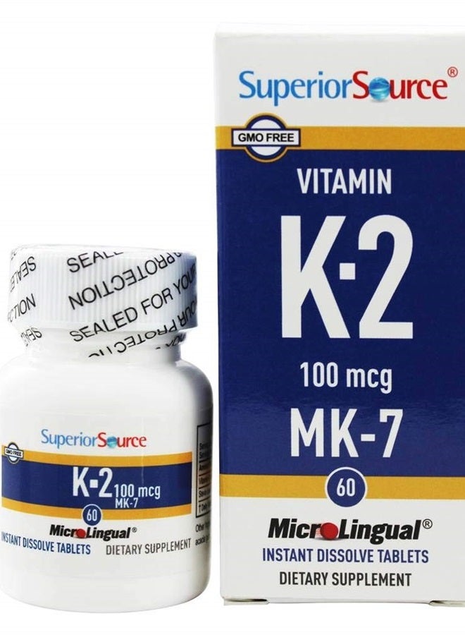 Superior Source Vitamin K2 MK-7 (Menaquinone-7), 100 mcg, Quick Dissolve Sublingual Tablets, 60 Count, Healthy Bones and Arteries, Immune & Cardiovascular Support, Assists Protein Synthesis, Non-GMO - Image 2