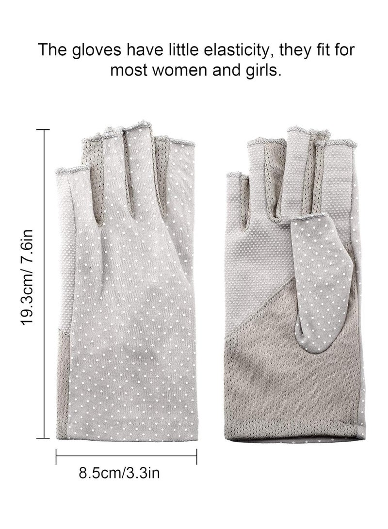MahMir MahMir® UV Protection Driving Gloves Fingerless Gloves Non Slip Summer Outdoor Gloves for Women and Girls (Grey)  - Image 2