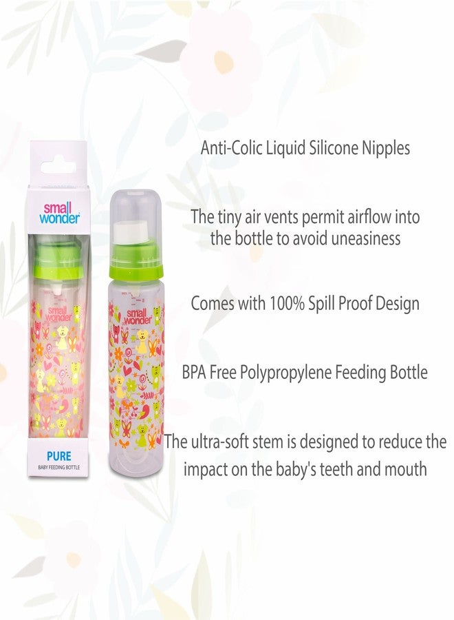 Small Wonder Baby Feeding Bottle Slim Neck Admire, Natural & Pure 250 ml Pack of 3, Ballon & Animal Print, with Anti Colic Nipple, New Born/Infants/Toddler Upto 3 Years, BPA Free, Multi Colour - Image 4