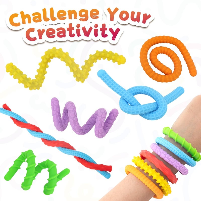 Durability boost selected material Fidget Toys Silicone Sensory Sticks, Textured Calming Sensory Toys for Kids with Autism, Autism Toy for Anxiety Relief, Travel Toy for Kids 6+ & Adults (6 Pack) Permanent & temporary usable - Image 2