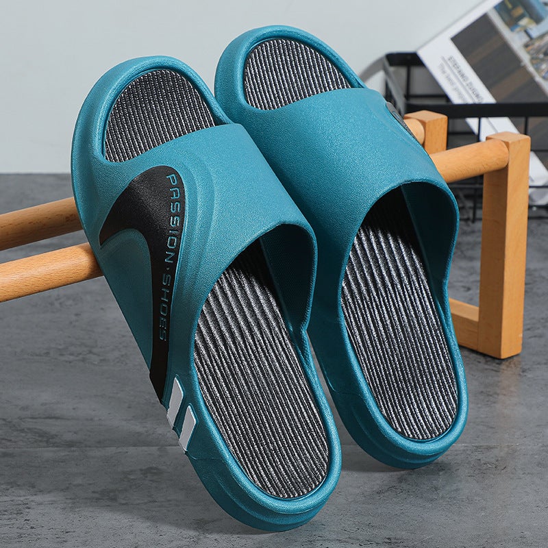 Slip-on Slippers Mens Summer Special Wear-resistant Indoor Autumn Thick-soled Slippers Home Non-slip Deodorant PVC Slippers 399 green thick bottom 
