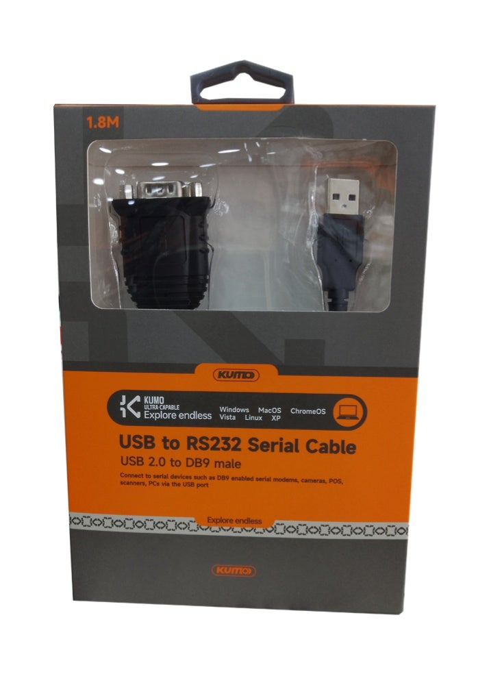 Kumo USB TO RS232 SERIAL CABLE 1.8M (USB 2.0 TO DB9 MALE) - Image 1