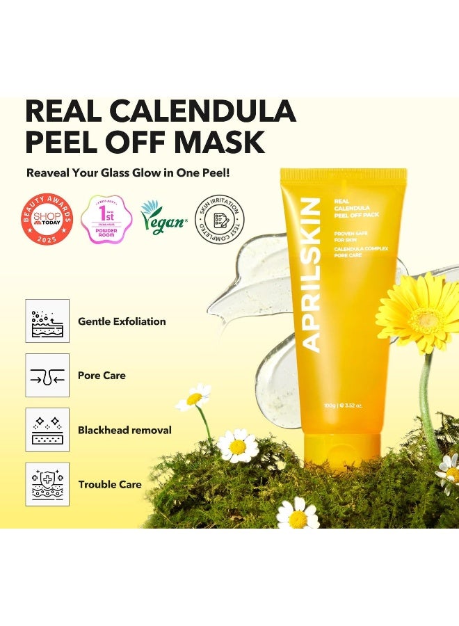 APRILSKIN April Skin Real Calendula Peel Off Pack Pore Care Soothing Brightening Face Mask 100g - Image 2