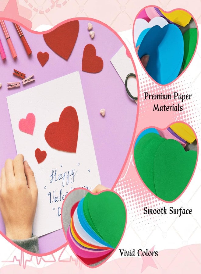 Bazyrock 108 Pcs Heart Cutout Paper, 9 Colors Heart Shapes 3.93 x 3.93 in, Classroom Bulletin Board Decorations for School and Valentine’s Day Crafts - Image 3