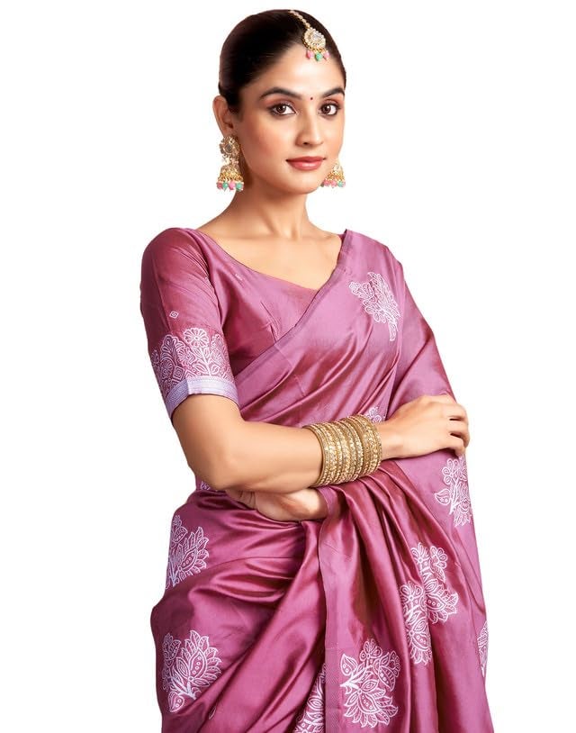 SIRIL Women's Kanjivaram Soft Silk Saree Pure Silk Saree With Unstitched Blouse Piece (3882S193A_Dark Pink) - Image 1