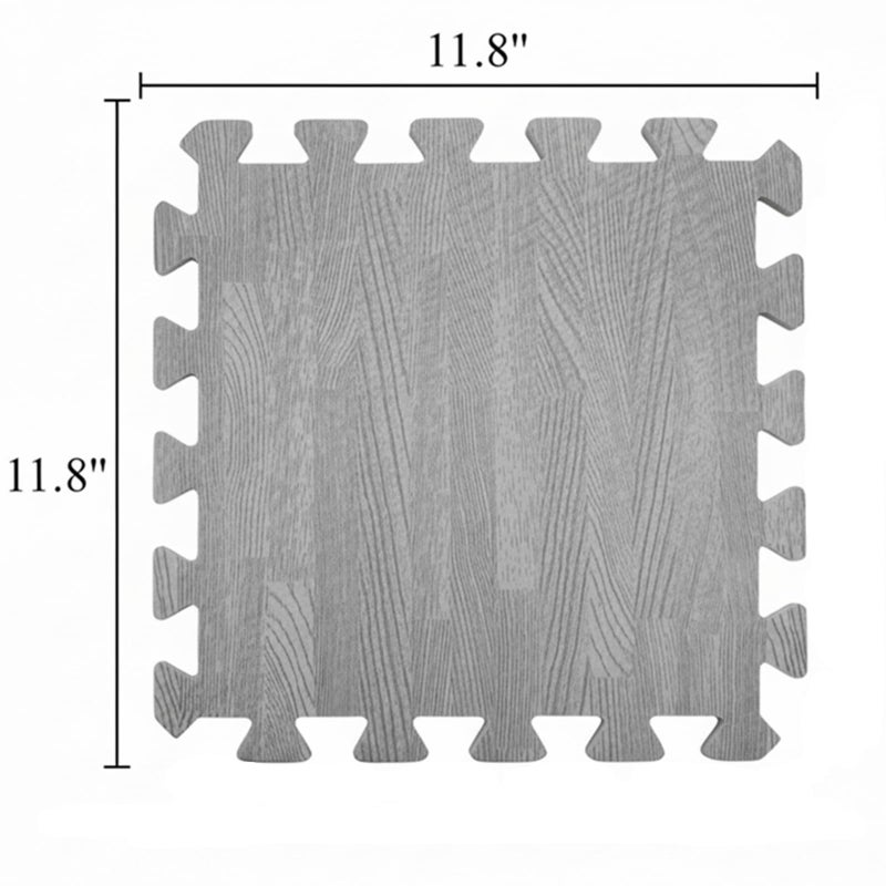 Tebery بلاط أرضيات متشابك بتصميم خشبي مطبوع من تيبيري 16 قطعة بسماكة 3/8 بوصة من رغوة EVA بلون رمادي، بساط لغز - Image 2