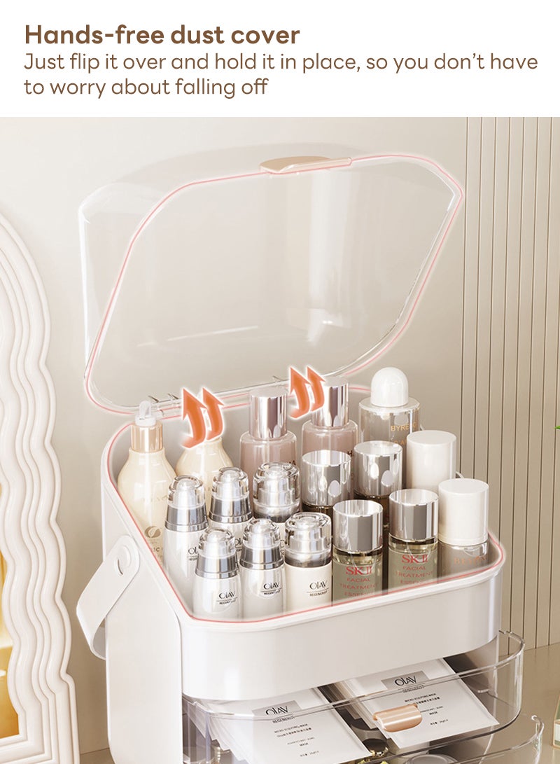 ETG Skin Care Organizer Dustproof, Make Up Organizers and Storage with Lid, Skincare Organizers , Makeup Storage Box & Cosmetic Storage Box Waterproof for Vanity Countertop - Image 4