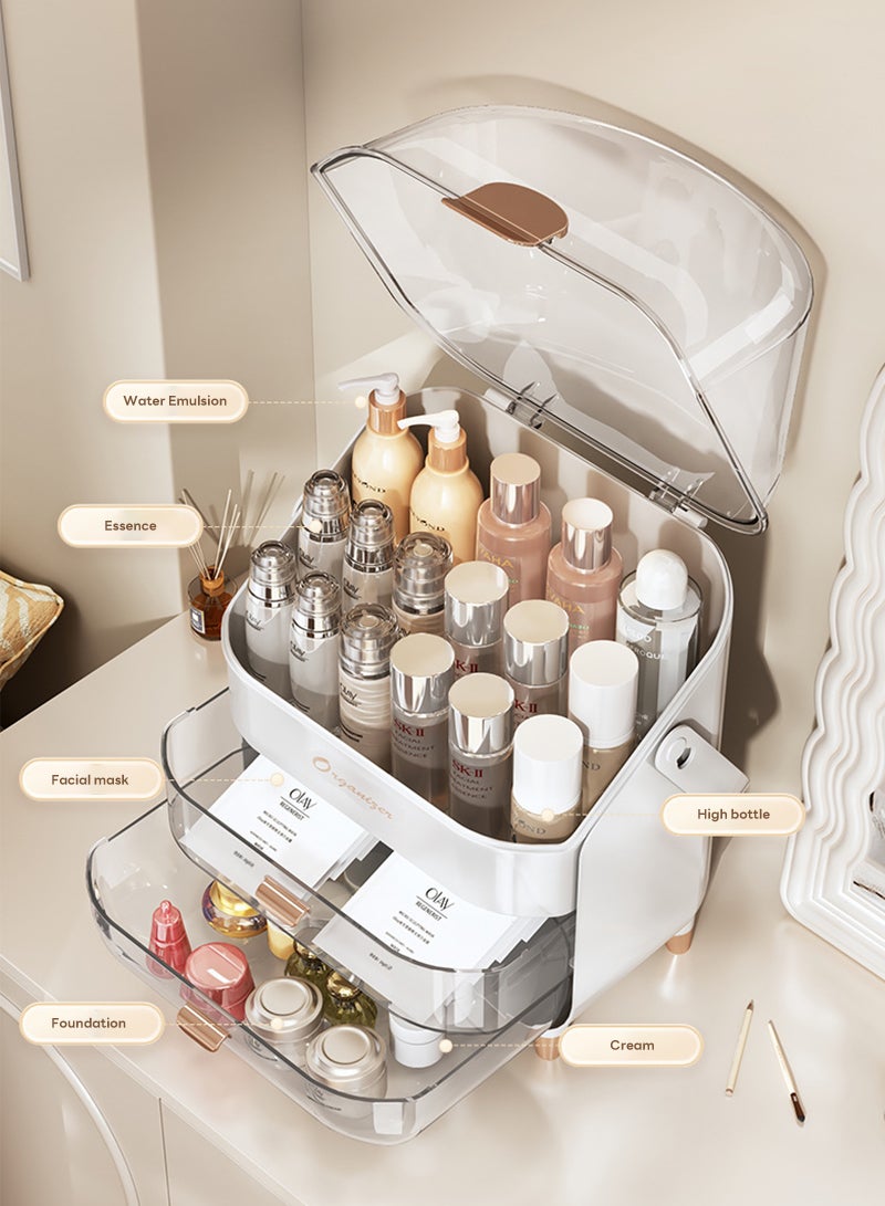 ETG Skin Care Organizer Dustproof, Make Up Organizers and Storage with Lid, Skincare Organizers , Makeup Storage Box & Cosmetic Storage Box Waterproof for Vanity Countertop - Image 3