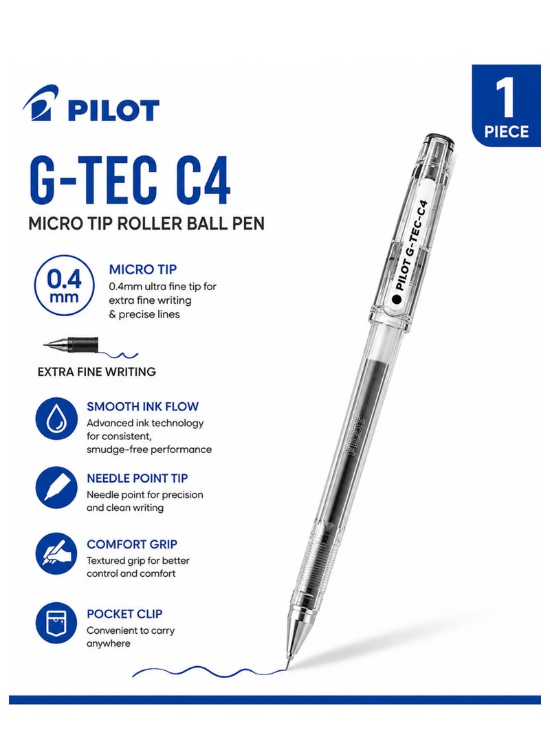 PILOT 1-Piece G-Tec Ulta Fine Tip Roller Ball Pen 0.4mm Black - Image 1