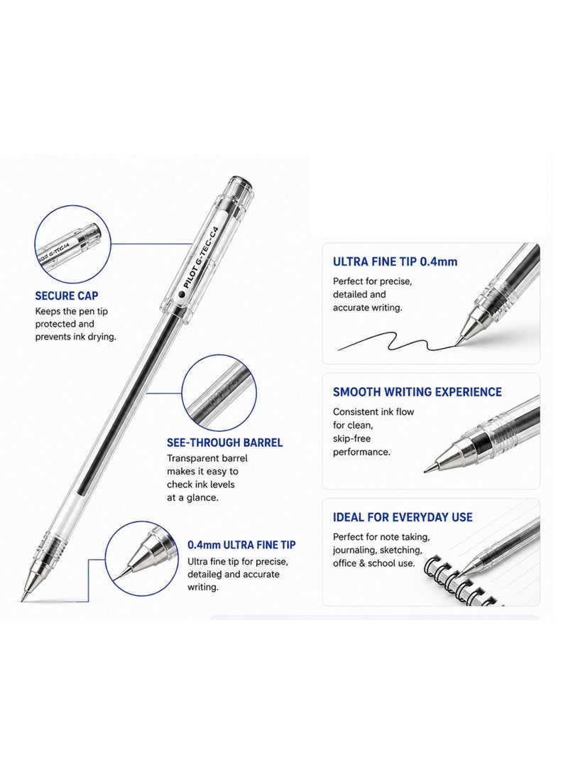 PILOT 1-Piece G-Tec Ulta Fine Tip Roller Ball Pen 0.4mm Black - Image 2