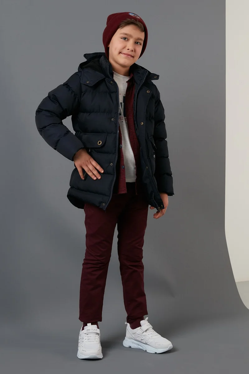 ليلا Plush Lined Hooded Coat Boy's COAT 6031879